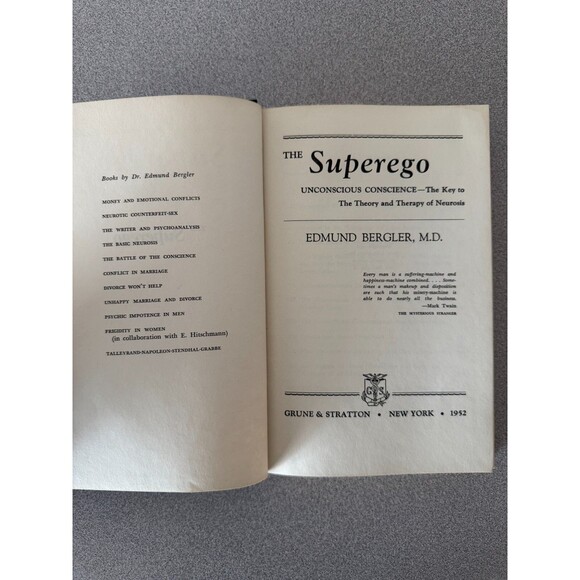 The Superego - Key to the Theory and Therapy of Neurosis - Edmund Bergler 1952 - Picture 2 of 5